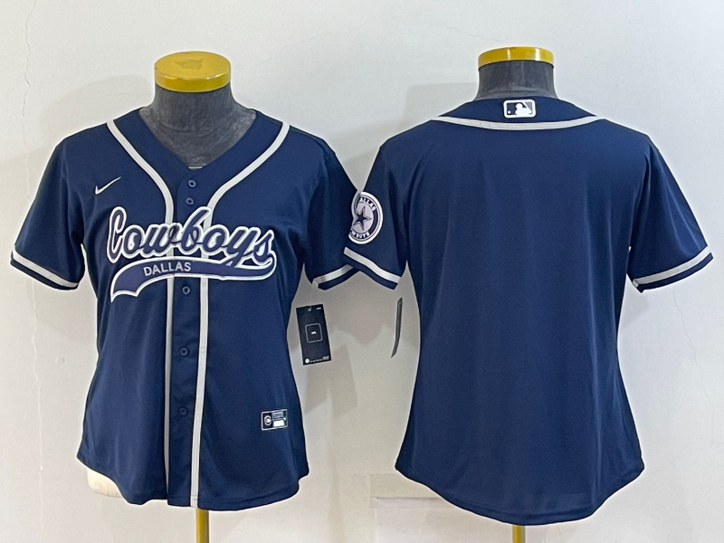 Women's Dallas Cowboys Blank Navy With Patch Cool Base Stitched Baseball Jersey(Run Small) Women's Dallas Cowboys Blank Navy With Patch Cool Base Stitched Baseball Jersey(Run Small)